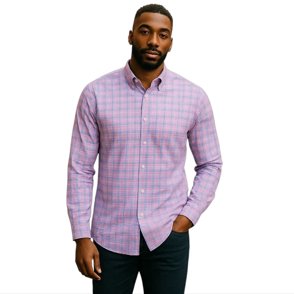 Lauren Ralph Lauren Men's Blue Pink Plaid Button Down Shirt Mens Size Large - Picture 1 of 12